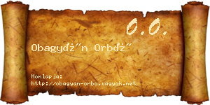 Obagyán Orbó névjegykártya